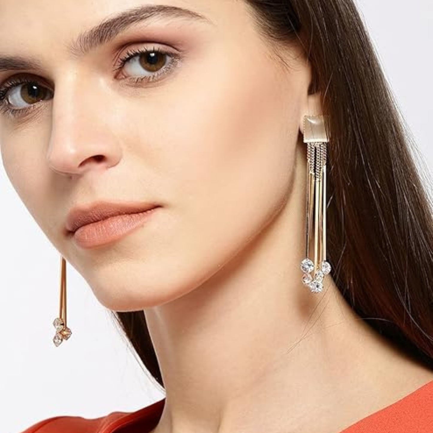 Youbella Jewellery Crystal Gold Plated Dangler White Earrings for Girls and Womens