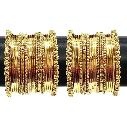 YouBella Jewellery Gold Plated Brass Bracelet Bangle Set for Women (Set of 2), Small, Metal, No Gemstone