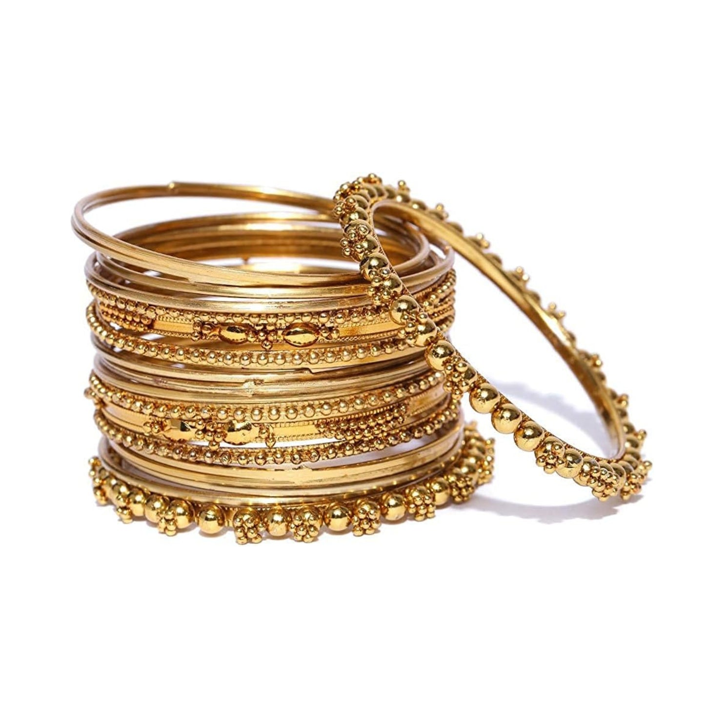 YouBella Jewellery Gold Plated Brass Bracelet Bangle Set for Women (Set of 2), Small, Metal, No Gemstone