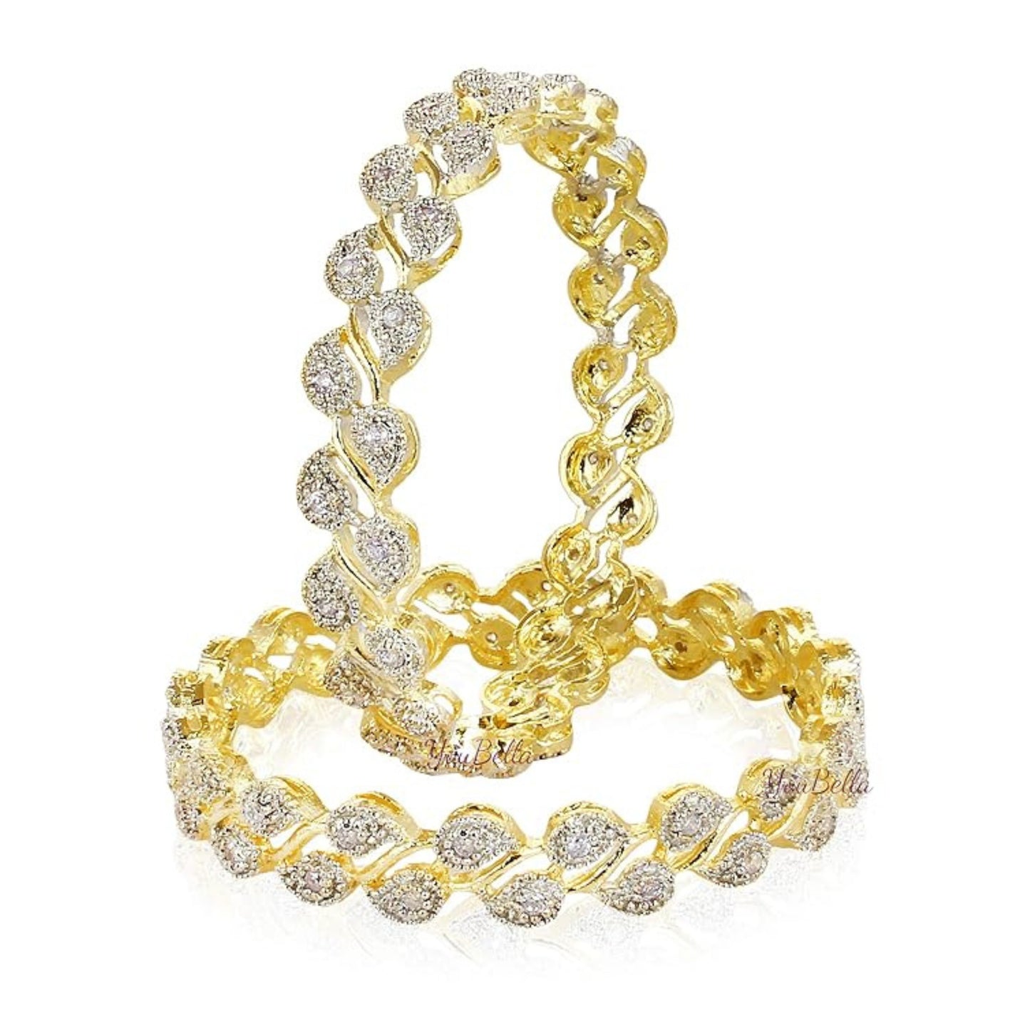 YouBella Stylish Traditional Jewellery Gold Plated and American Diamond Bangle Set for Women