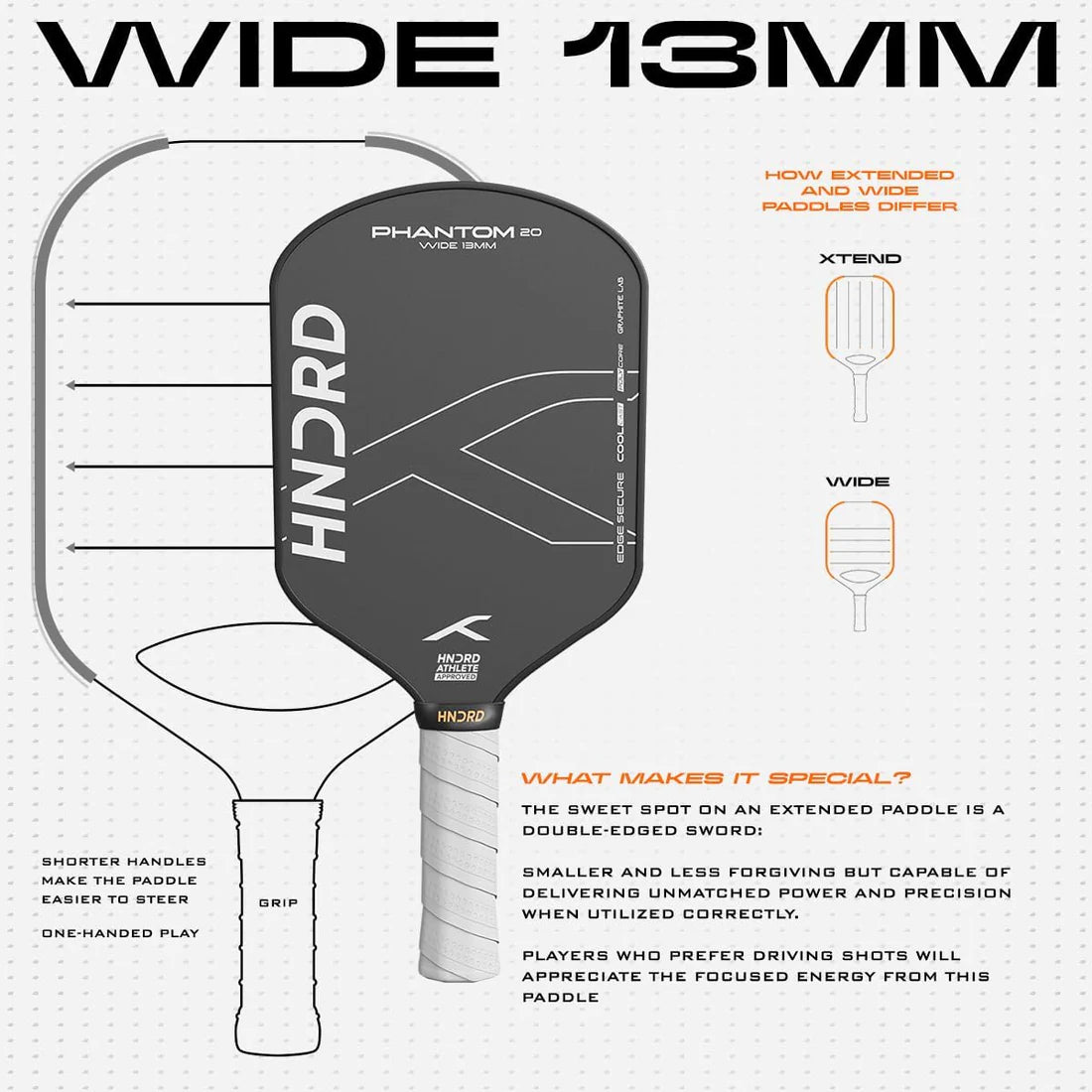 Hundred Phantom 20 Pickleball Racket | Power Play | Includes Free Bag