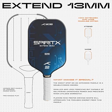 Hundred Spirit-X Extend Pickleball Racket | USA-approved | 13 mm Power Core | Lightweight, durable construction | Improved spin surface | Comfort grip