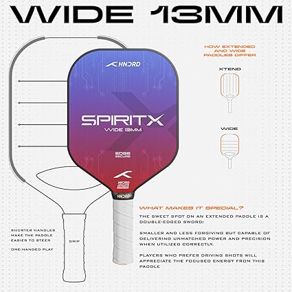 HUNDRED Spirit-X Wide Pickleball Racket | 13mm Core | Power-Play | Includes Free Bag (Blue/Red)