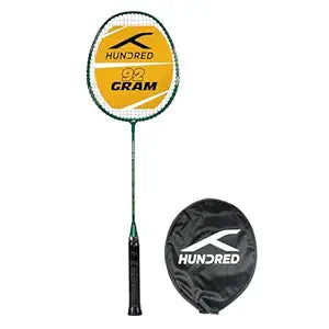 HUNDRED Powertek 200 PRO Badminton Racquet with Head Cover | Strung | Material:Aluminium|For Intermediate Players|Weight:95 grams|Maximum String Tension- 18-20lbs