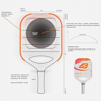 Hundred Zephyr 80 Wide Pickleball Paddle | 16 mm Core | Control Play | Free Bag Included (White/Orange)