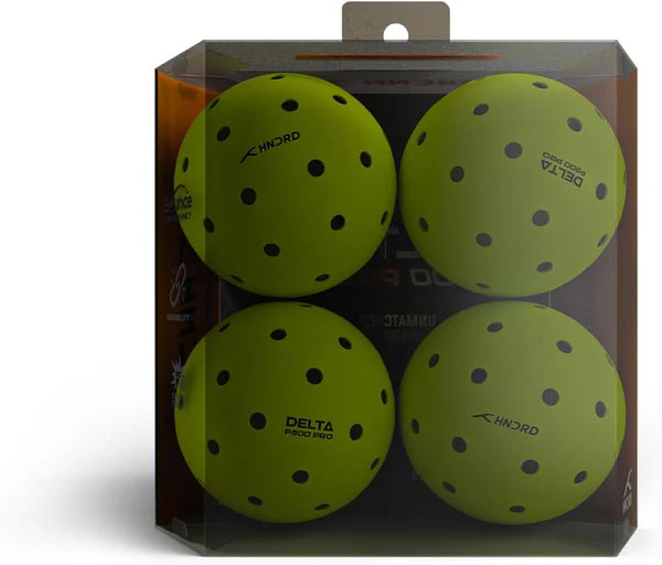 Delta P500 Pro Outdoor Pickleballs (4-Pack) | Neon Yellow | 40-Hole Design | Durable, High-Bounce Balls for Outdoor Courts | Ideal for Competitions and Recreational Play