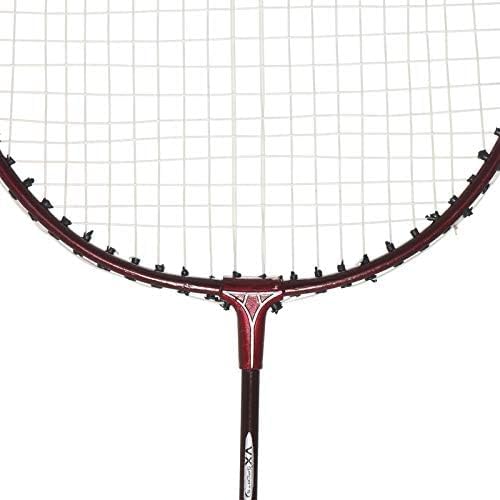 Vector X VXB-10 Aluminum Badminton Racket Pack of 3 Pieces Nylon Shuttles with Full-Cover Set (Maroon)