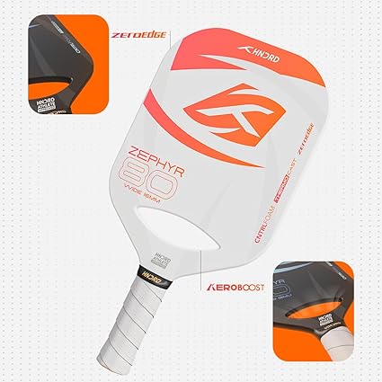 Hundred Zephyr 80 Wide Pickleball Paddle | 16 mm Core | Control Play | Free Bag Included (White/Orange)