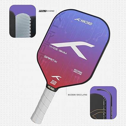 HUNDRED Spirit-X Wide Pickleball Racket | 13mm Core | Power-Play | Includes Free Bag (Blue/Red)