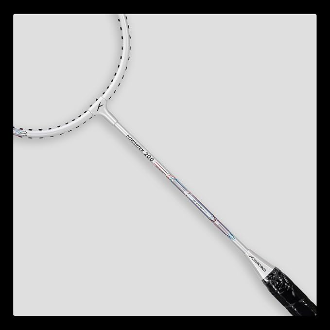 HUNDRED Powertek 200 PRO Badminton Racquet with Head Cover | Strung | Material:Aluminium|For Intermediate Players|Weight:95 grams|Maximum String Tension- 18-20lbs