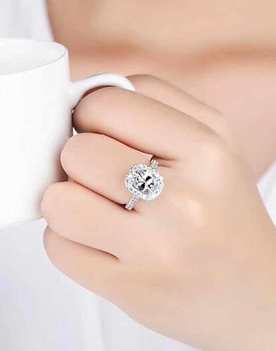 Youbella Solitaire Crystal Jewellery Silver Plated Ring For Women