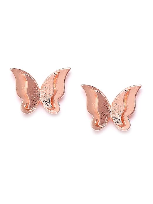 YouBella Jewellery butterfly design Gold Plated Surgical Steel Stud Earrings for Girls and Women (Golden) (YBEAR_32436)