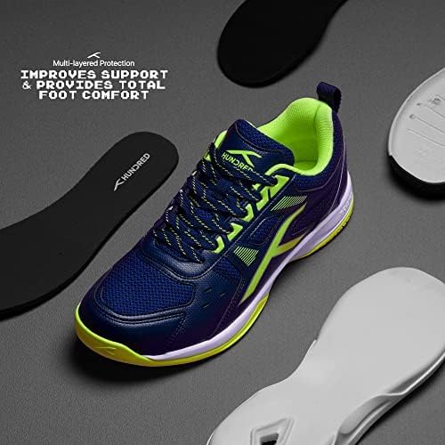 HUNDRED Raze Non-Marking Professional Badminton Shoes for Men | Suitable for Indoor Tennis/Squash/Table Tennis/Basketball & Padel