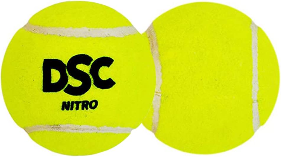 DSC Tennis Ball Nitro Heavy 12 Balls (Yellow, Size-Junior) | Material-Tennis | Heavy Weight Ball | Practice Ball | Cricket Training Ball | Swing | Balls | Indoor