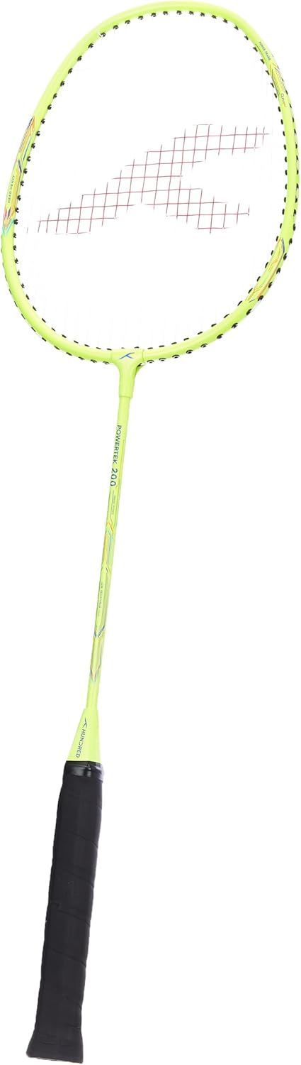 HUNDRED POWERTEK 200 Badminton Racket with Full Cover (95g, Neon Green)