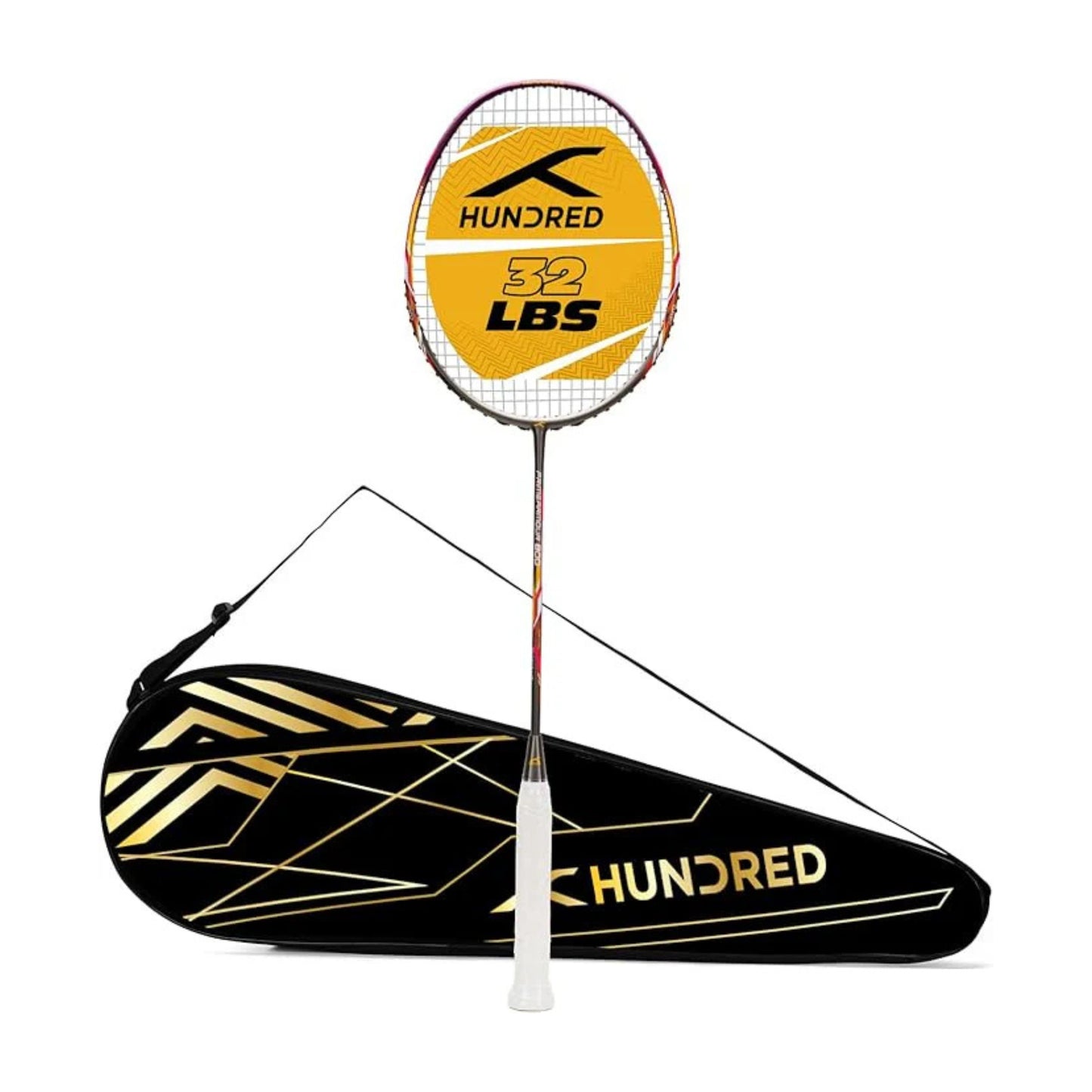 Hundred PRIMEARMOUR 800 Carbon Fibre Strung Badminton Racket with Full Racket Cover | For Intermediate Players | 84 grams | Maximum String Tension - 32lbs