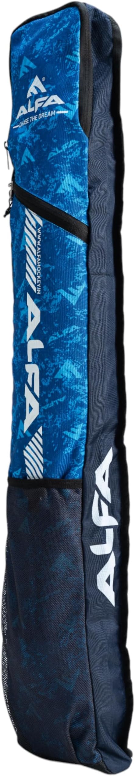 ALFA Storm Hockey Bag for Two Sticks | Material :Polyester | Lightweight & Durable | Spacious Main Compartment | Zipper Pocket for Accessories | Jali Pocket for Organization | Comfortable Shoulder Pad