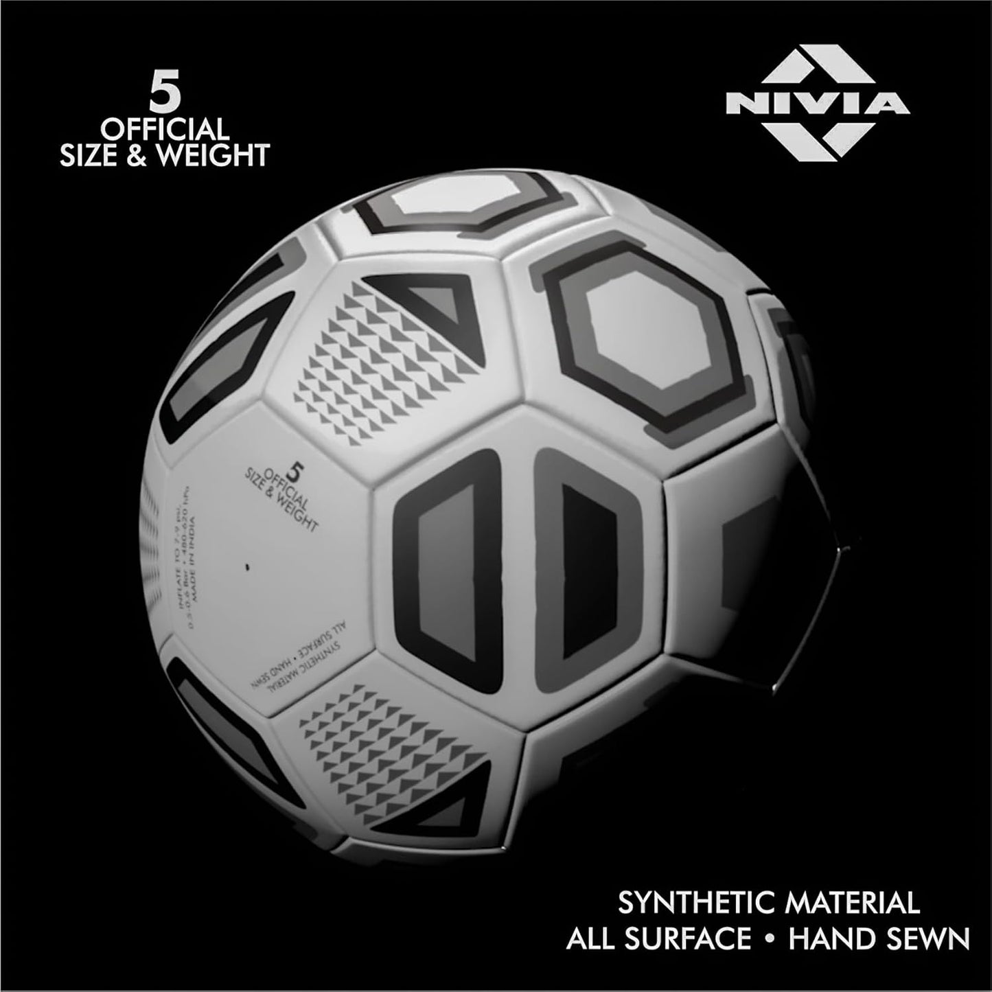 Nivia 278 Rubber Football, Size 5 (Black/White) | 278