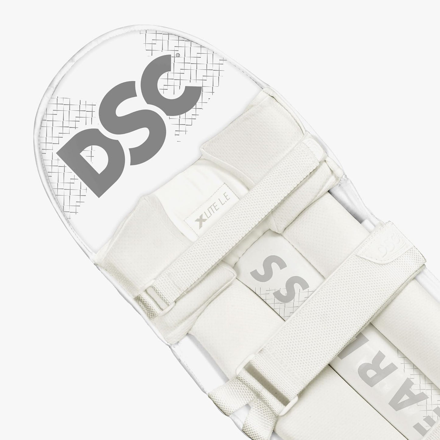 DSC Xlite 5.0 Cricket Batting Leggaurd 2023 | Color: White-Red | Size: Junior RH | Material: PVC | Extended Side Wing | Breathable | Tri-Section Shin Bolsters Wrap | Mesh Instep | High-Density Foam