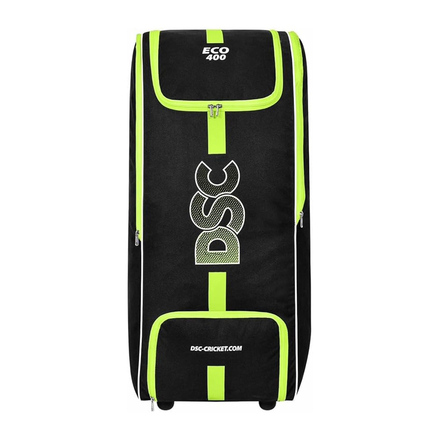 DSC Eco 400 Cricket Kit Bag | Color: Black & Neon Green | Size: 38 x 14.5 x 13.5 inches | for Men & Boys | Material: Polyester | Integrated Shoe Pocket | Padded and Adjustable Shoulder Straps