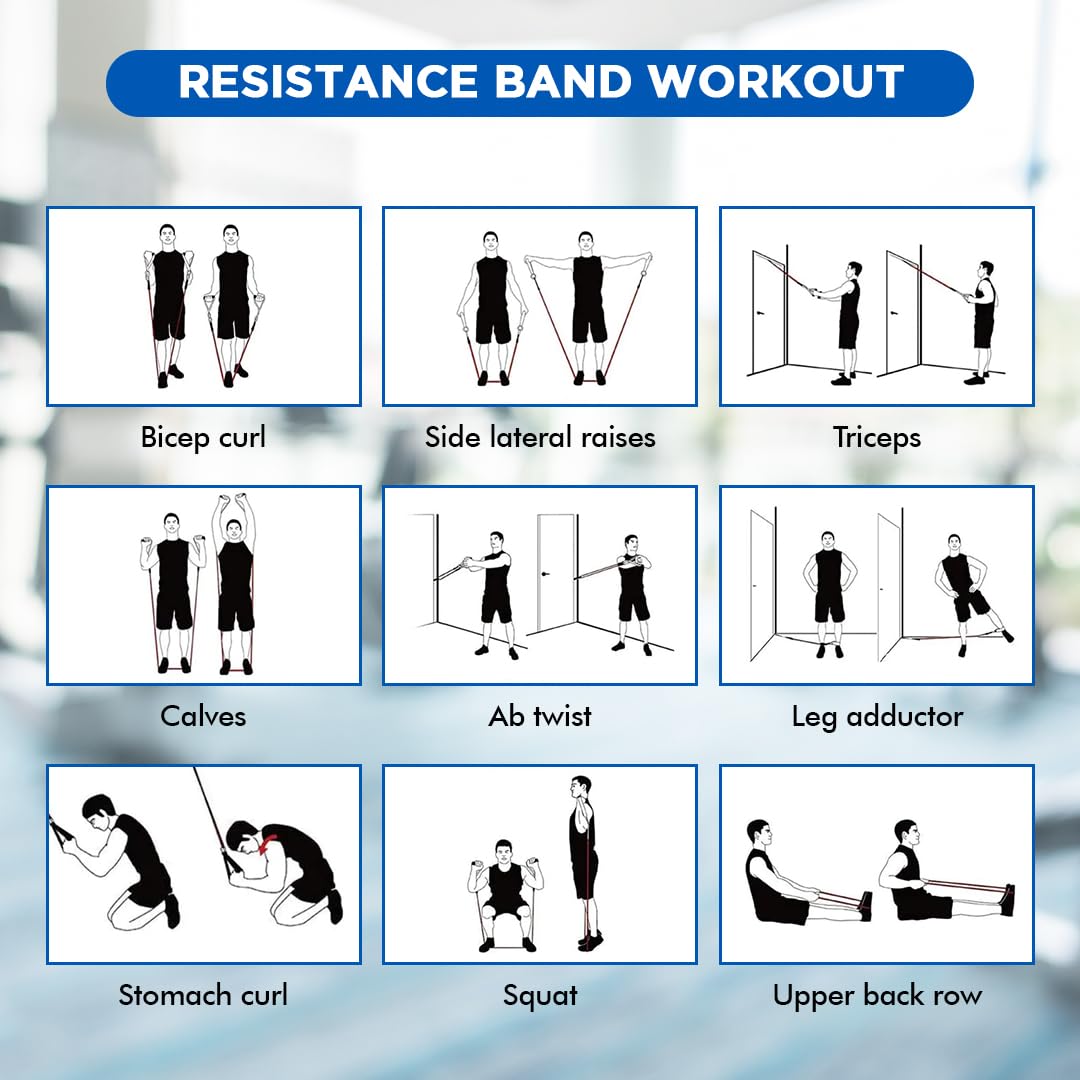 Endless EL1043 Toning Tubes Set of 5 with Different Resistance Levels | Multi Colour | With Door Anchor, Handles, Waterproof Carry Bag, Leg Ankle Straps for Men and Women