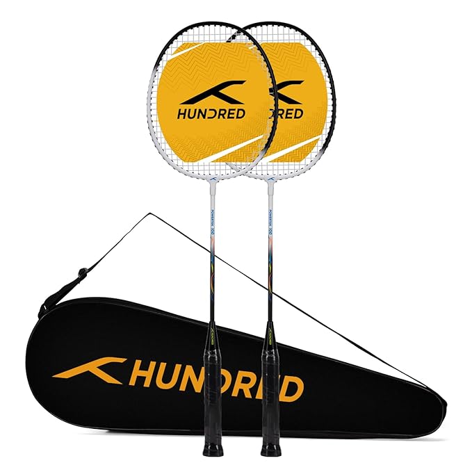 HUNDRED Aluminium Powertek 100 (Set of 2) Badminton Racket with Full Cover
