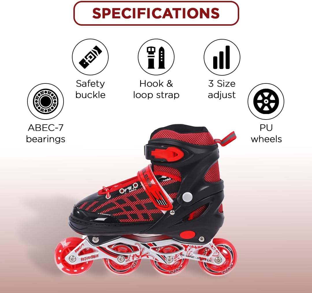 Endless EL1025 Inline Adjustable Skates | Aluminium Chassis and 70 mm PU Wheels | Front Wheel Flash, ABEC 7 Bearing