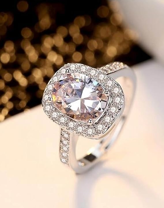 Youbella Solitaire Crystal Jewellery Silver Plated Ring For Women