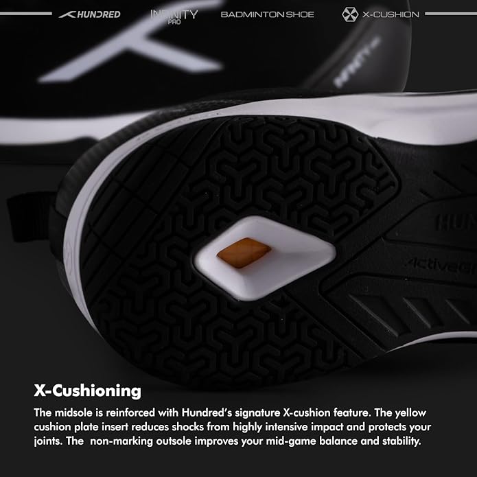HUNDRED Infinity Pro Non-Marking Professional Badminton Shoe for Men | Material: Polyester/Mesh | Suitable for Indoor Tennis/Squash/Table Tennis/Basketball & Padel