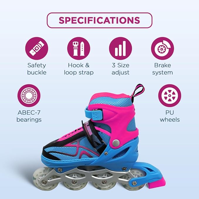 Endless Inline Adjustable Skates | Aluminium Chassis and 70 mm PU Wheels | All Wheels Flash, ABEC 7 Bearings