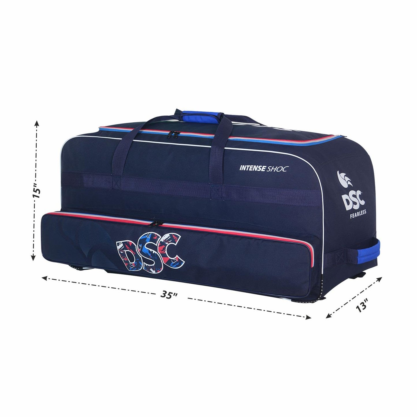 DSC Intense Shoc Kit Bag | Color: Navy | Size: 90 x 35 x 38 cm | Material: Polyester-PU | High Durability | Anti-Scuff Corner Protection | Provide Extra Reinforcement