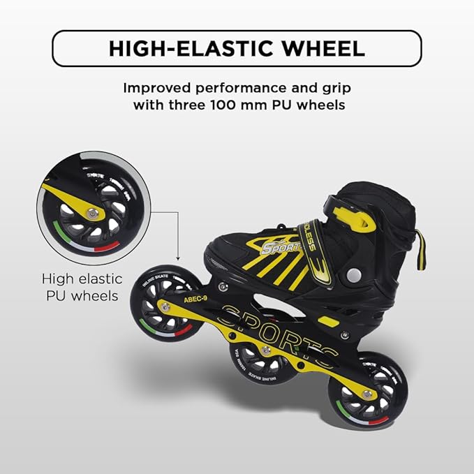 Endless EL1031 Inline Adjustable Skates | Aluminium Chassis and 100 mm PU Three Wheels | With ABEC 9 Bearings | Indoor and Outdoor