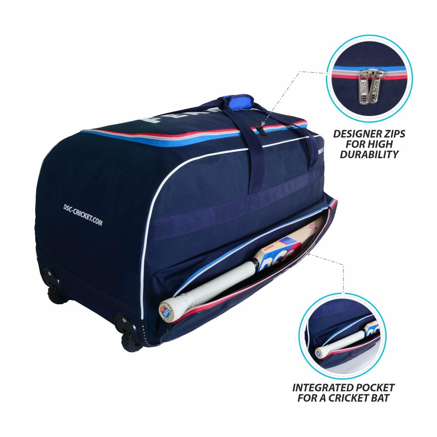 DSC Intense Shoc Kit Bag | Color: Navy | Size: 90 x 35 x 38 cm | Material: Polyester-PU | High Durability | Anti-Scuff Corner Protection | Provide Extra Reinforcement