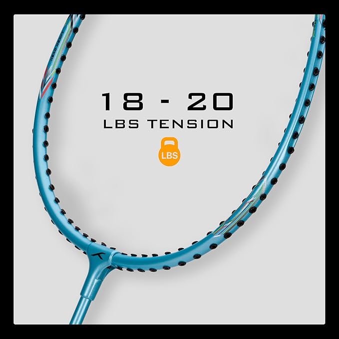 HUNDRED Powertek 200 PRO Badminton Racquet with Head Cover | Strung | Material:Aluminium|For Intermediate Players|Weight:95 grams|Maximum String Tension- 18-20lbs
