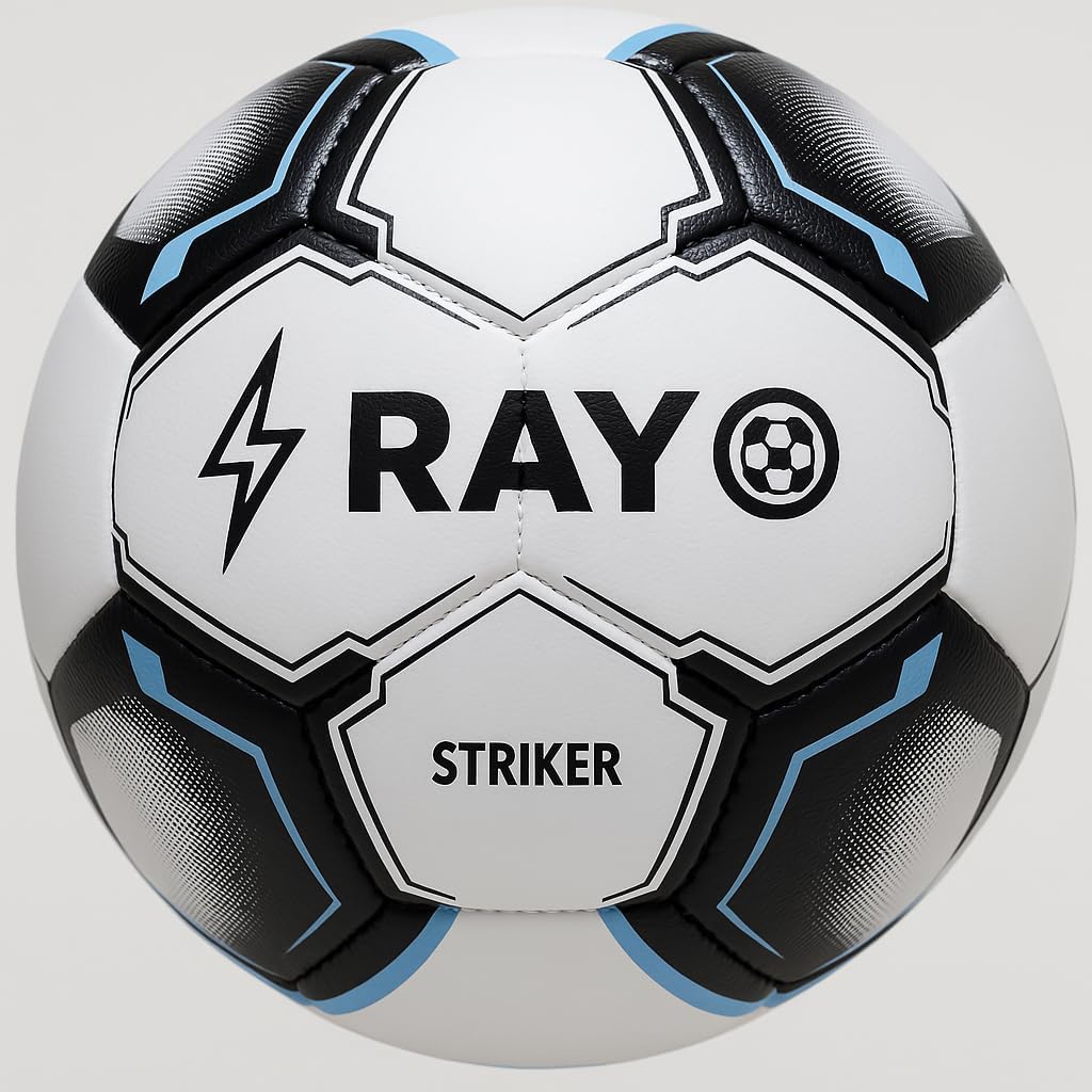 Rayo Striker 32 Panel Machine Stitched Football of Size 5 | Material: TPU | Multicoloured | for Training in Clubs, Leagues and Academies Level Professional Matches
