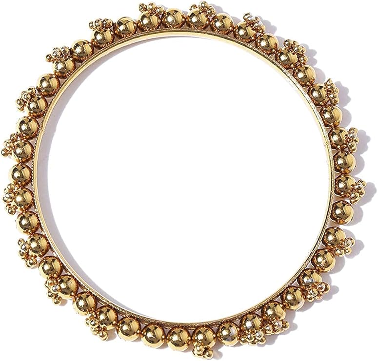 YouBella Jewellery Gold Plated Brass Bracelet Bangle Set for Women (Set of 2), Small, Metal, No Gemstone