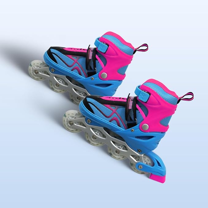 Lightweight inline skates with smooth wheels and adjustable sizing for adults