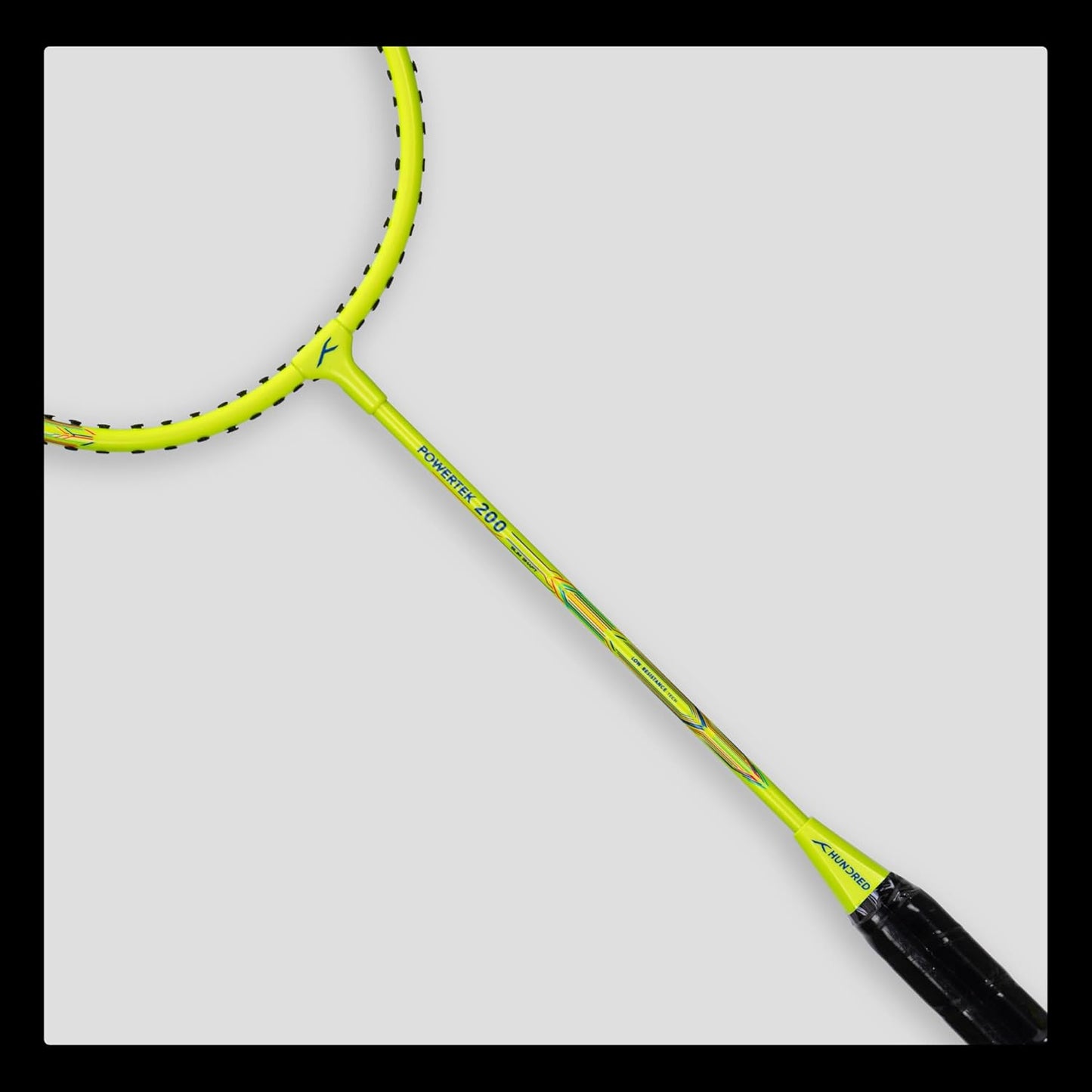 HUNDRED POWERTEK 200 Badminton Racket with Full Cover (95g, Neon Green)