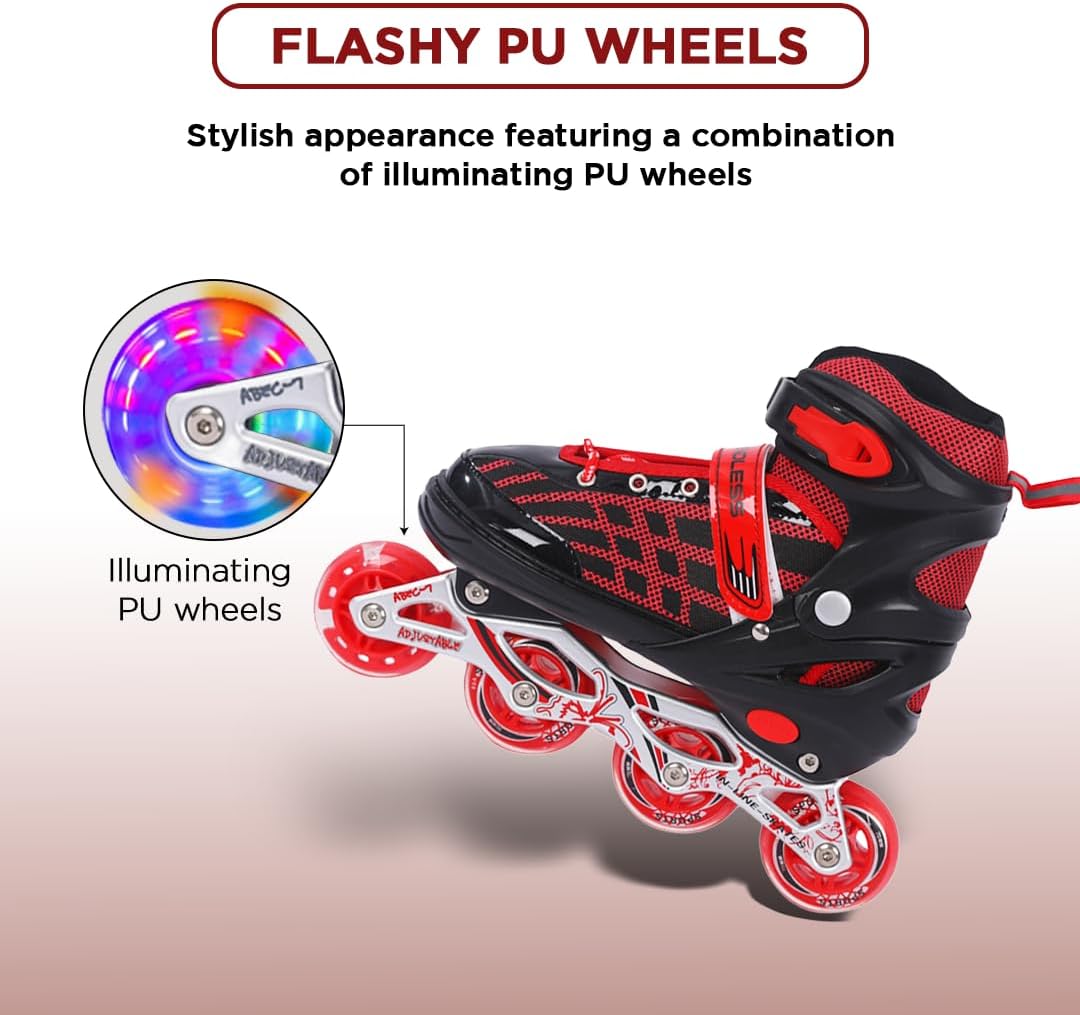 Endless EL1025 Inline Adjustable Skates | Aluminium Chassis and 70 mm PU Wheels | Front Wheel Flash, ABEC 7 Bearing