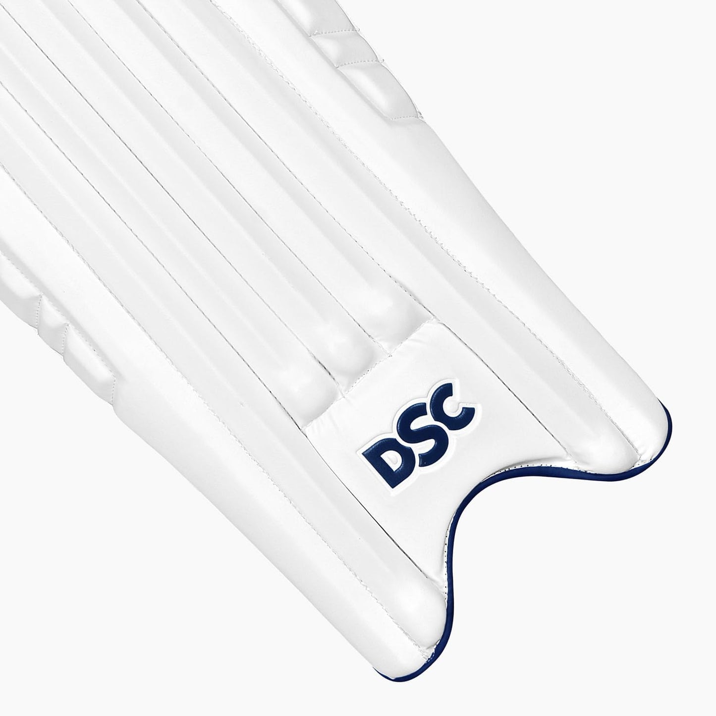 DSC Pearla X3 Cricket Wicket Keeping Legguard | Color: White | Size:Youth | Material: PU and Mesh | Wrap Around Side Wing Protection | Ultra Durable PVC Facing | Breathable Mesh Bolsters
