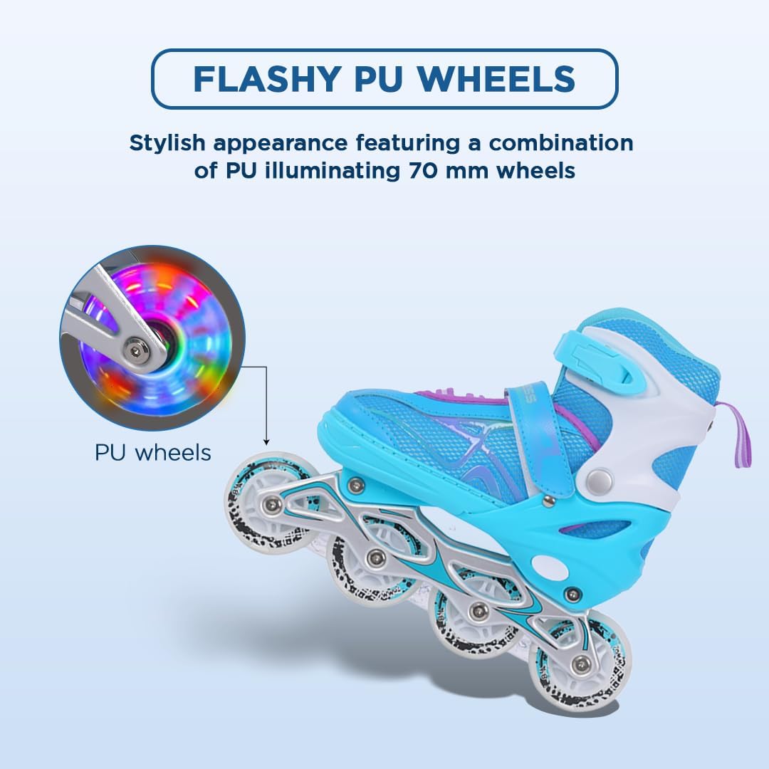 Endless EL1027 Inline Adjustable Skates | Aluminium Chassis and 70 mm PU Wheels | All Wheels Flash, ABEC 7
