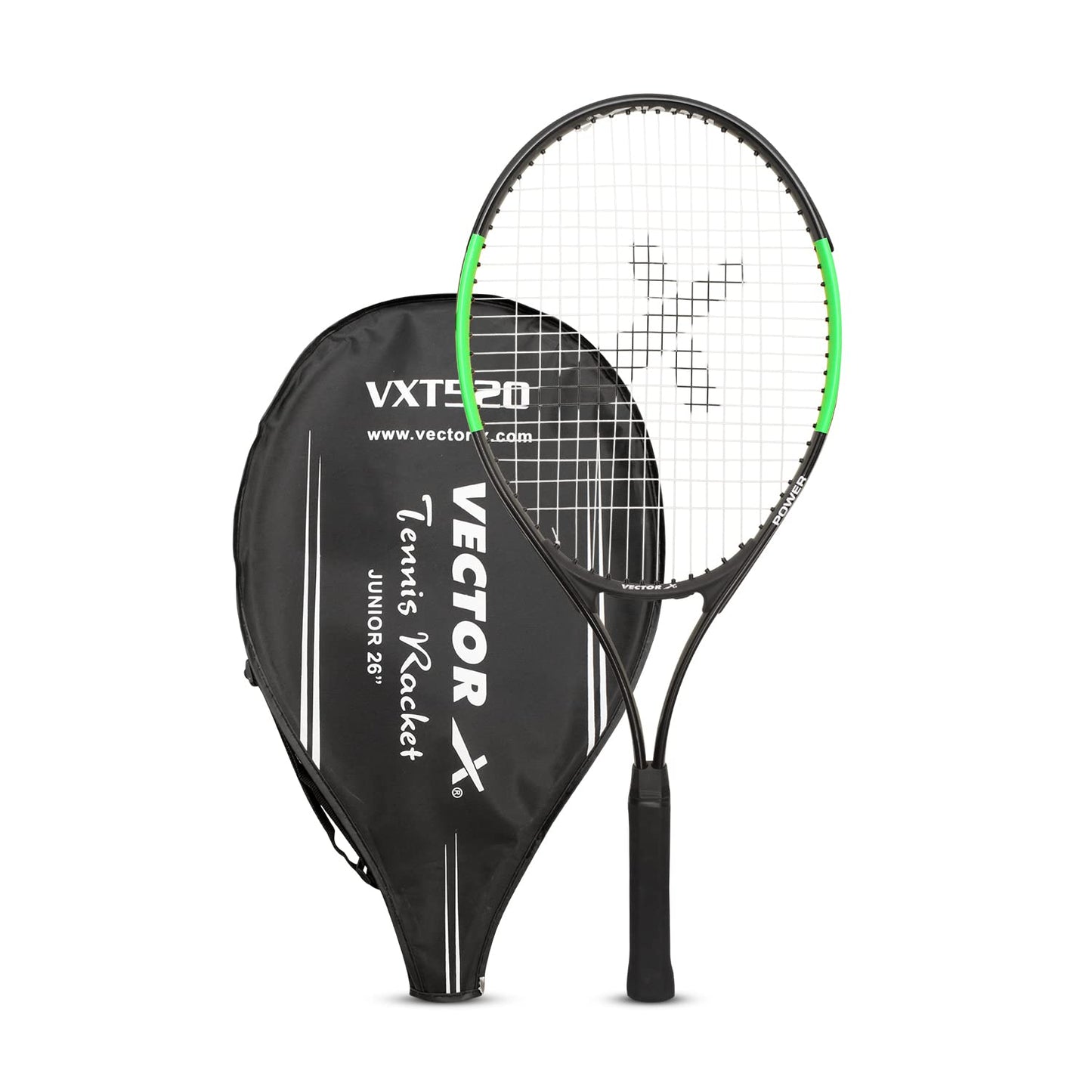 Vector X Adult Recreational Tennis Rackets,26 Inch Super Lightweight Tennis Racquets for Student,Training,Tennis and Beginners, Outdoor Games - Grip Size - 4 3/8,Green/Black