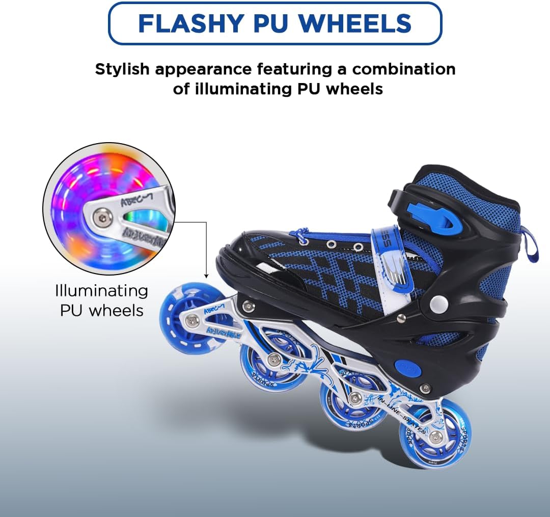 Endless EL1025 Inline Adjustable Skates | Aluminium Chassis and 70 mm PU Wheels | Front Wheel Flash, ABEC 7 Bearing