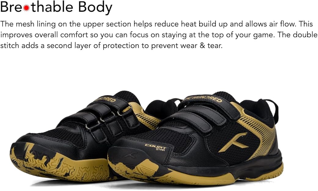 HUNDRED Court Star Non-Marking Badminton Shoes for Boys | Lightweight | X-Cushion Protection | Suitable for Indoor Tennis/Squash/Table Tennis/Basketball & Padel