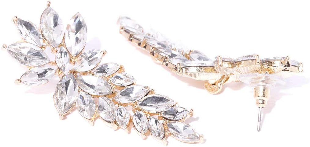 YouBella Gold Plated Stylish Crystal White Earrings for Girls and Womens