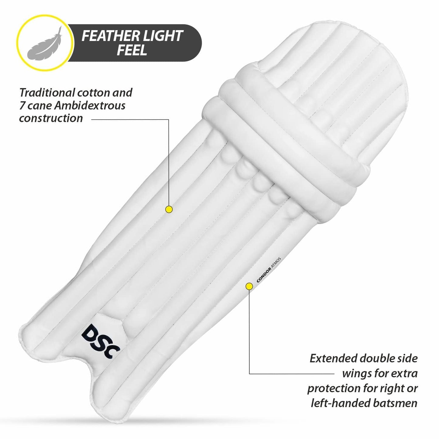 DSC Leather Condor Atmos Cricket Batting Legguard Mens Right, White