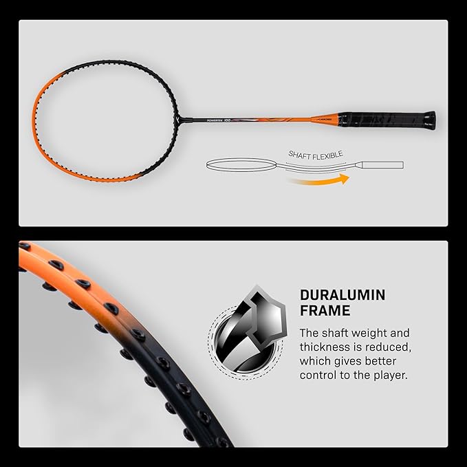 HUNDRED Aluminium Powertek 100 (Set of 2) Badminton Racket with Full Cover