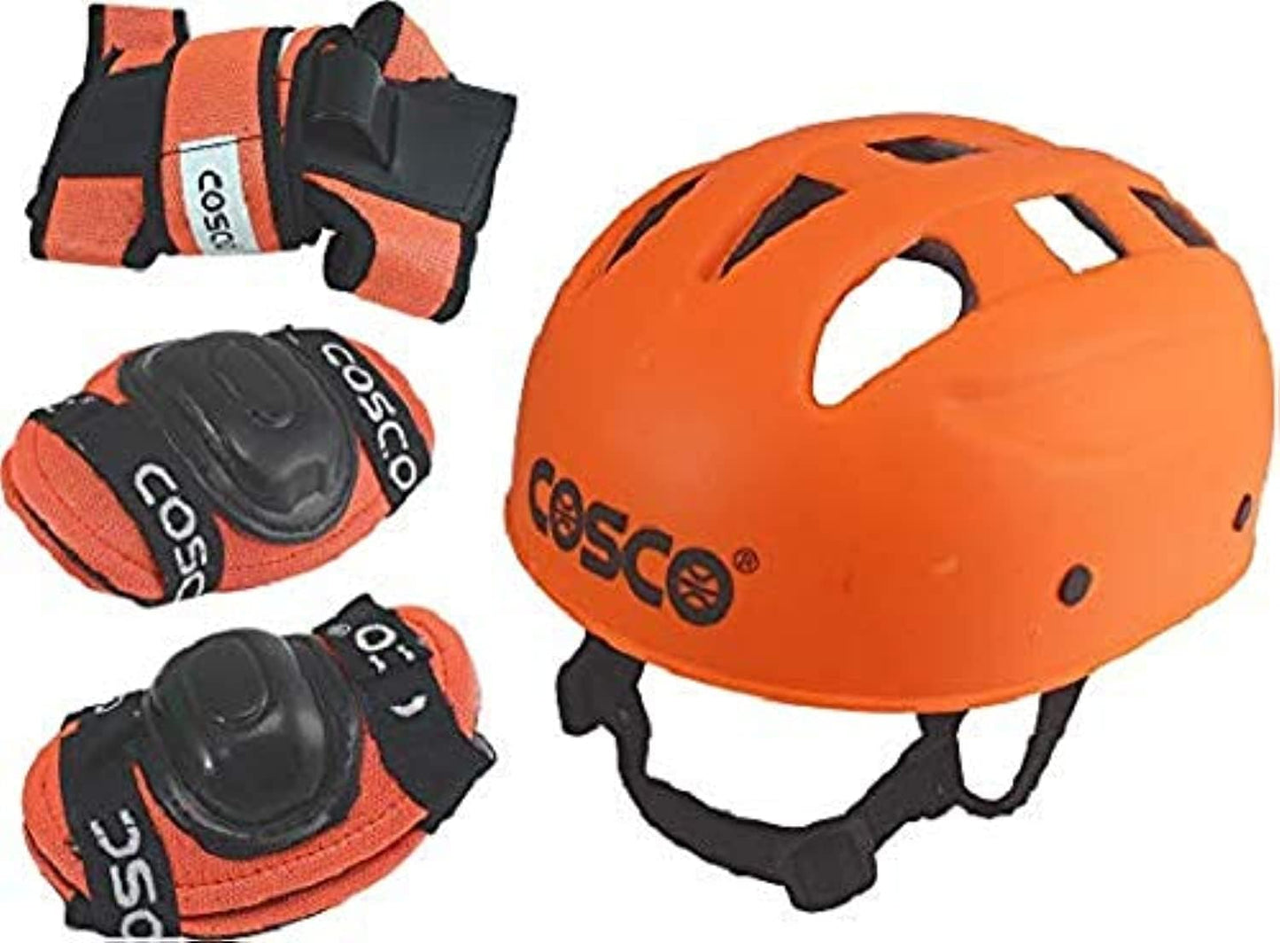 Cosco 4 in 1 Plastic Skating Protective Kit Includes Head, 2 Knee 2 Elbow & 2 Pam Guards, Black for Kids and Beginner