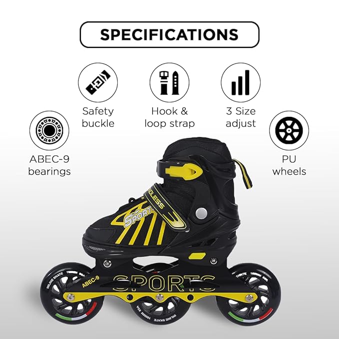 Endless EL1031 Inline Adjustable Skates | Aluminium Chassis and 100 mm PU Three Wheels | With ABEC 9 Bearings | Indoor and Outdoor