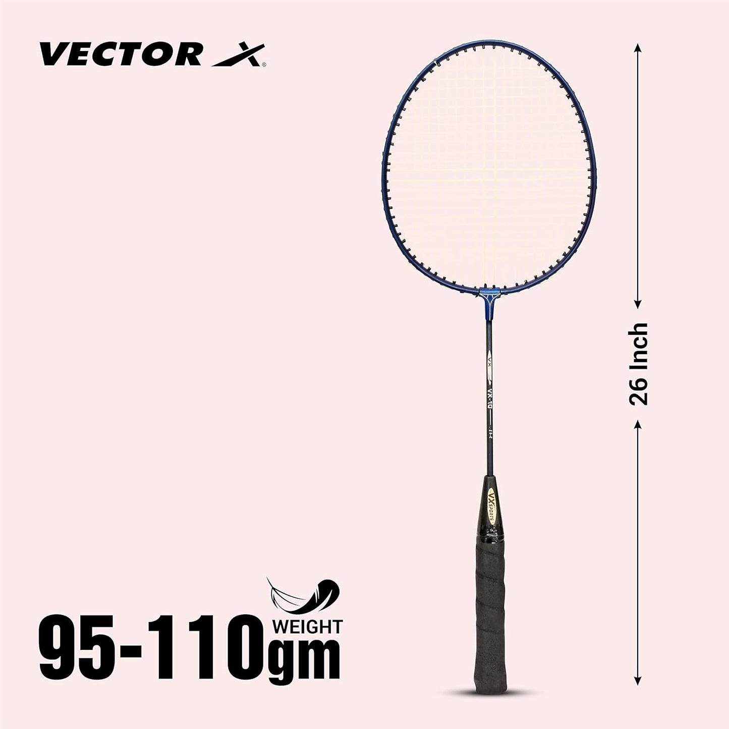 Vector X VXB-10 Aluminum Badminton Racket Pack of 3 Pieces Nylon Shuttles with Full-Cover Set (Maroon)